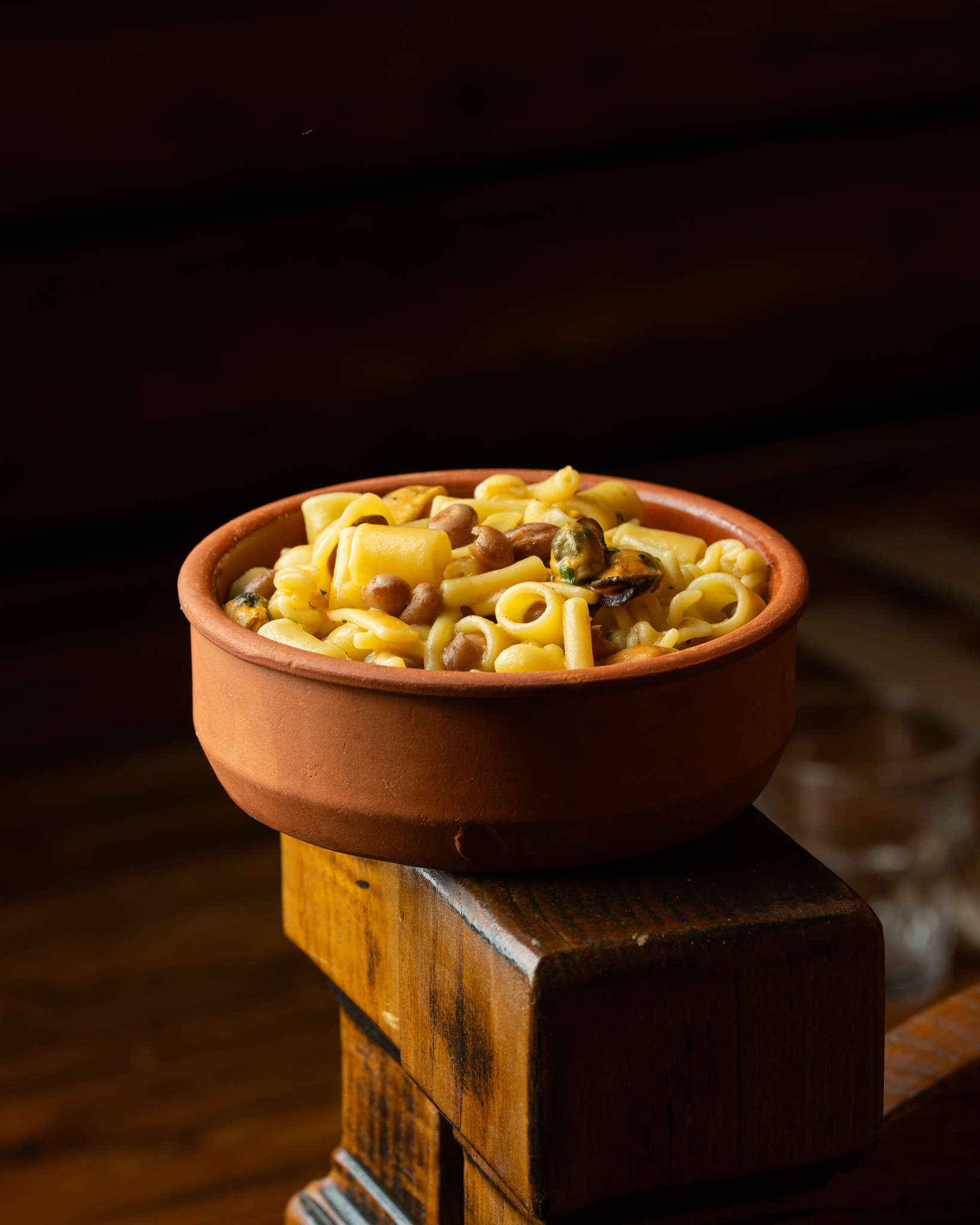 Pasta, beans, and mussels